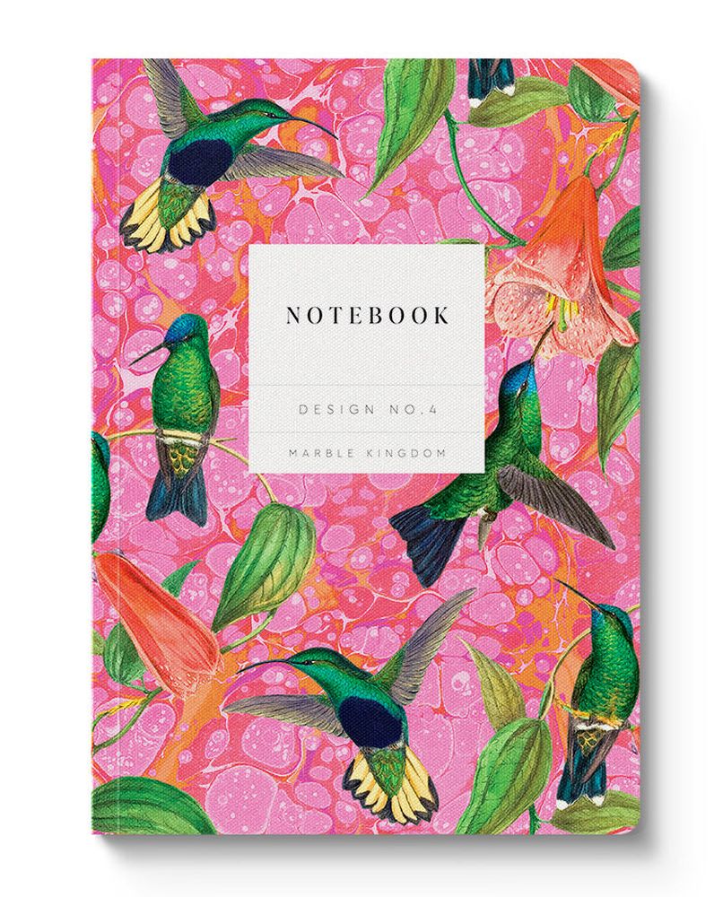 Kaleido A5 Textured Soft Cover Notebook-Marble Hummingbirds  