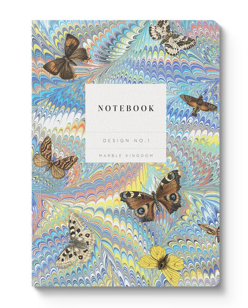 Kaleido A5 Textured Soft Cover Notebook-Marble Butterfly Blue  