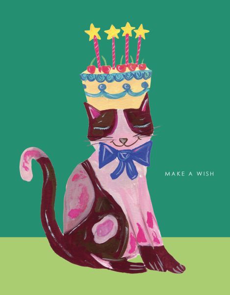 Card-Cat With Cake Hat