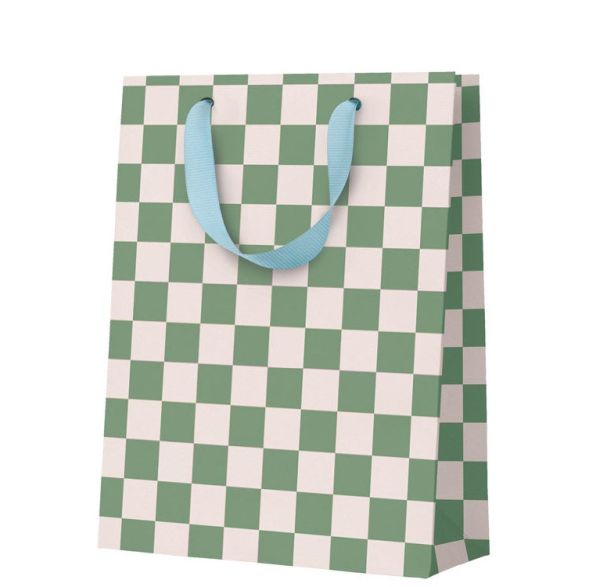 Gift Bag Medium-Khaki Checkerboard