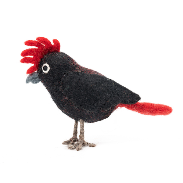 Handmade Felt Black Cockatoo