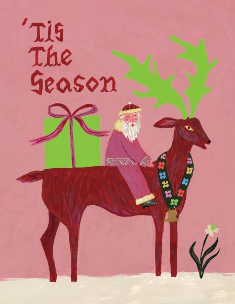 Card-Santa Riding Reindeer