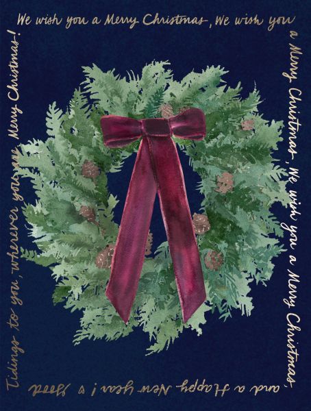 Foil Card-Velvet Bow Wreath 