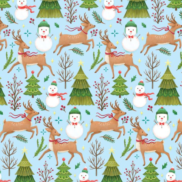Wrap-Christmas, Reindeers and Snowmen