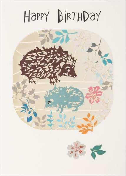 Laser Cut Card-Hedgehogs and Flowers