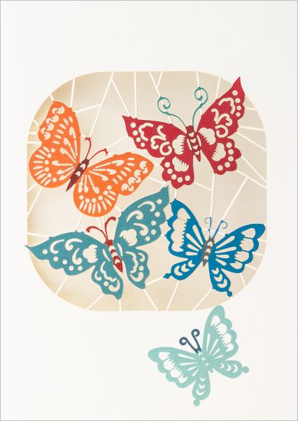 Laser Cut Card-Five Butterflies