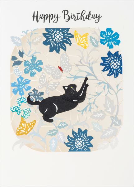 Laser Cut Card-Birthday Playful Cat