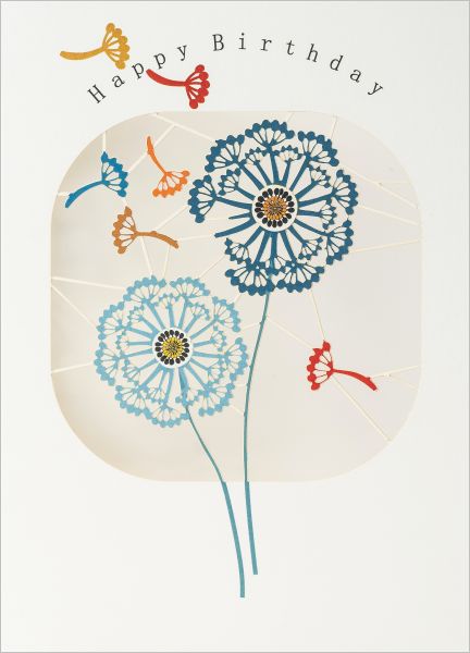 Laser Cut Card-Birthday Dandelions