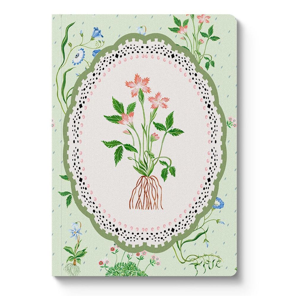 Cath Kidston A5 Textured Soft Cover Notebook-Green Roots Vignette