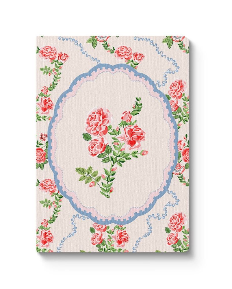 A6 Textured Soft Cover Notebook-Rose Flutter Vignette