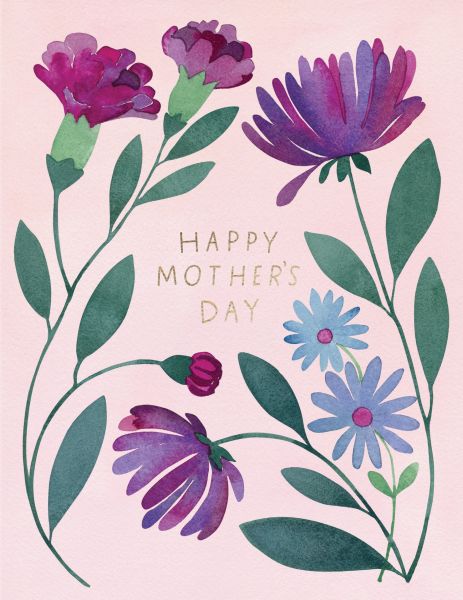 Foil Card-Purple Floral Mother's Day