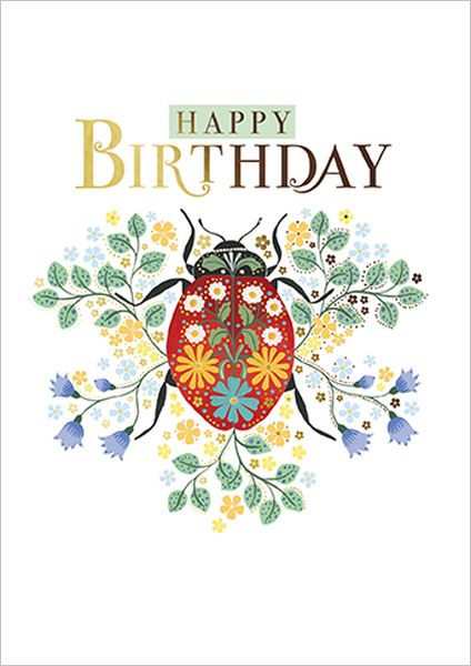 Foil Card-Ladybird with Patterned Florals