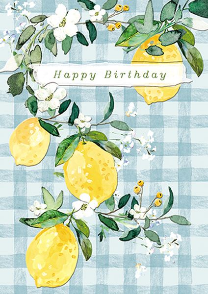 Card-Gingham Lemons