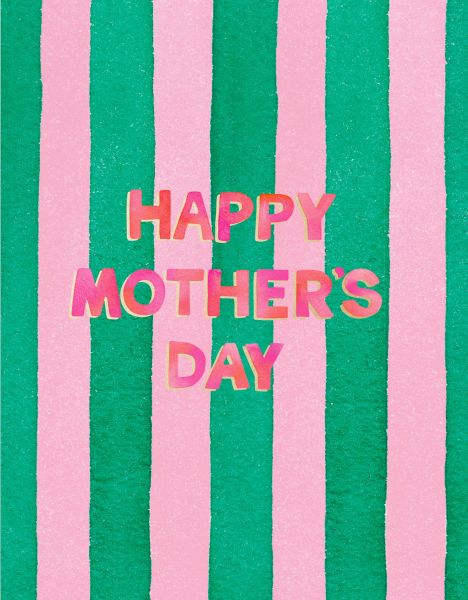 Foil Card-Pink and Green Striped Mother's Day