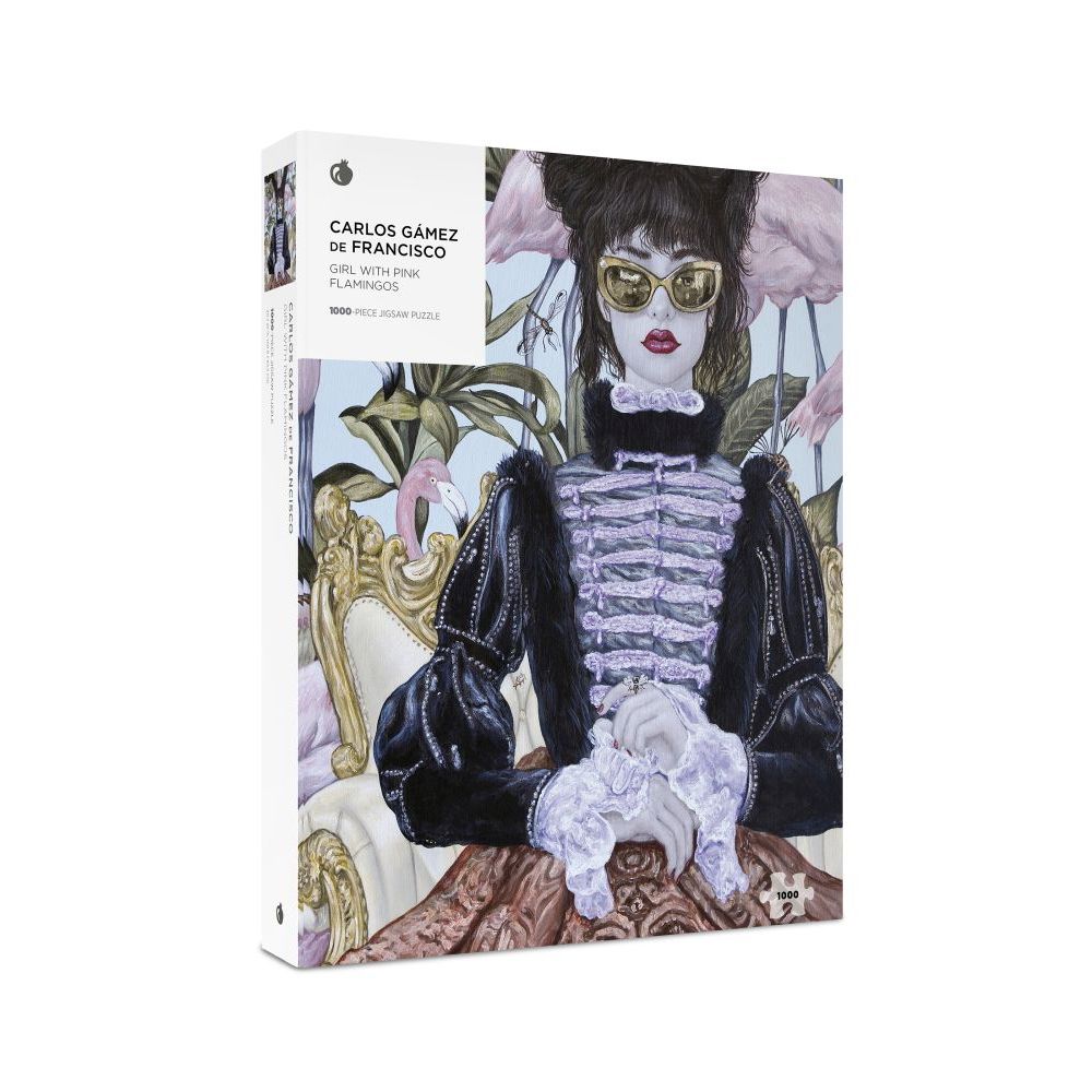 1000-Piece Jigsaw Puzzle-Gámez de Francisco-Girl with Pink Flamingos