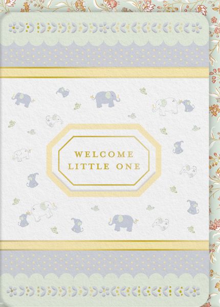 Laura Ashley Foil Card-Welcome Little One Elephant Ditsy