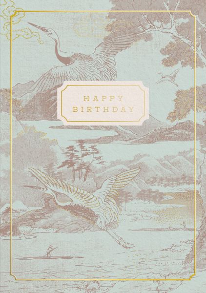 Foil Card-Eastern Elegance Flying Cranes