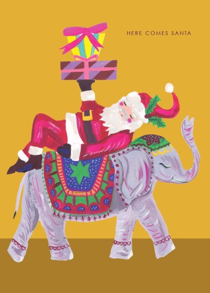 Card-Elephant And Santa