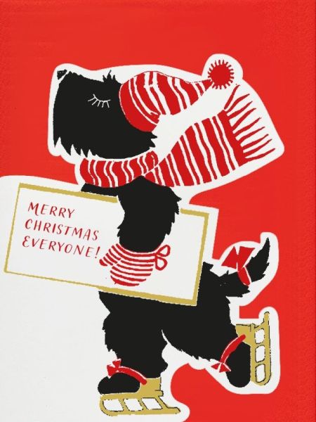 Cut Out Card-Skating Scotty Dog