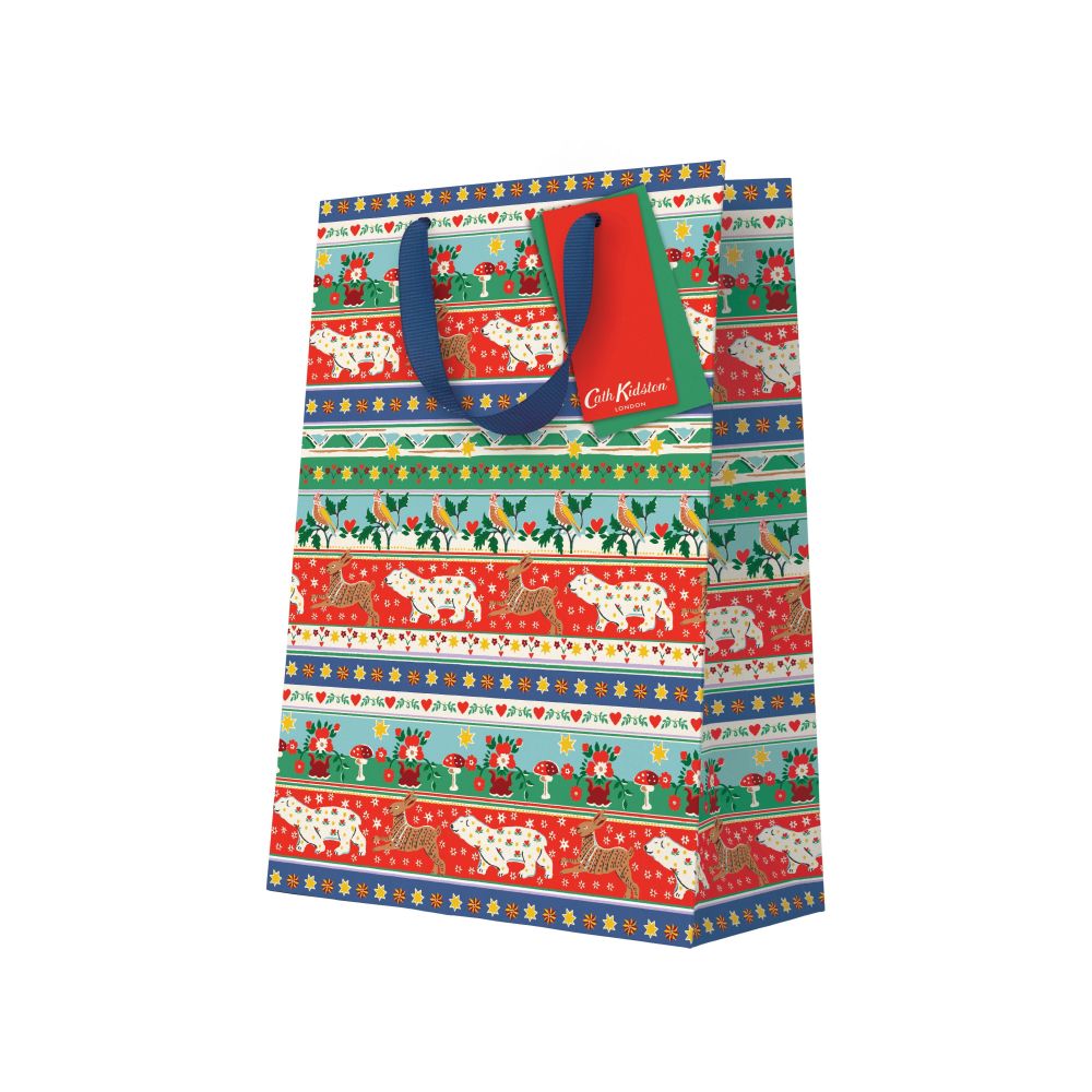 Gift Bag Large-Festive Animal Stripe