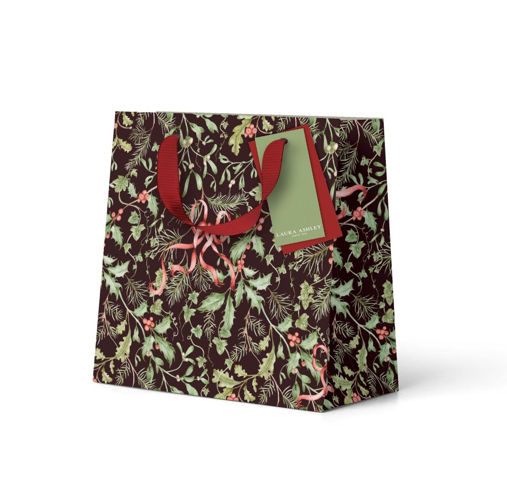 Gift Bag Small-Holly and Bows