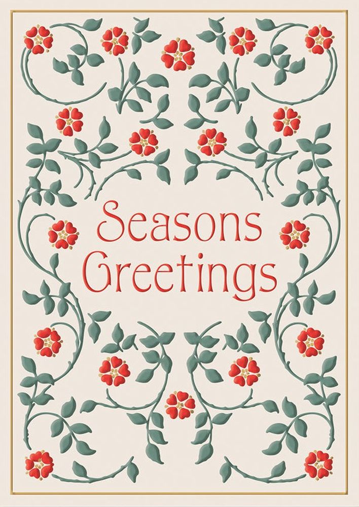 Foil Card-Seasons Greetings Floral