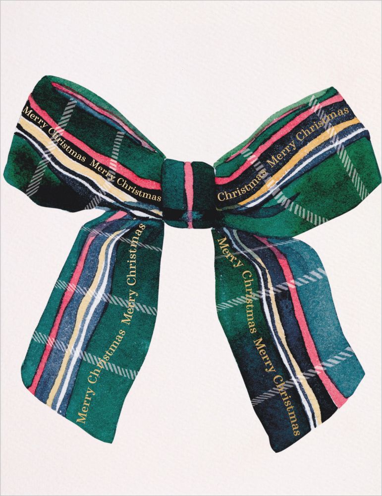 Foil Card-Christmas Plaid Bow 