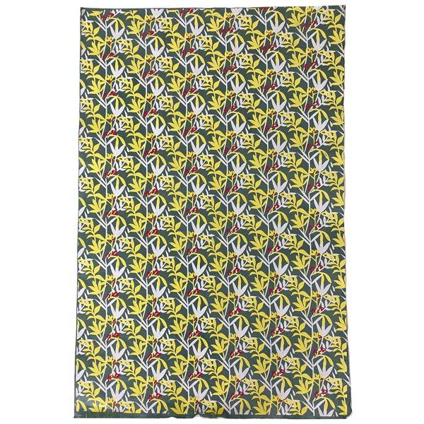 Wrap-Leaves & Berries White Yellow Red On Grey