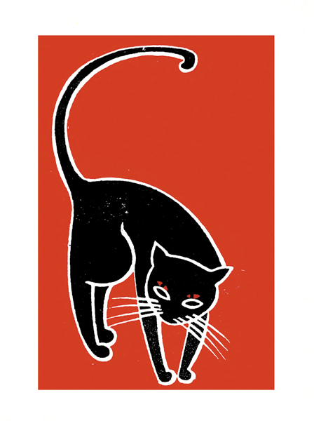 Mini Card-Red Black Cat