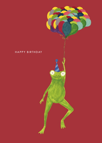 Card-Frog With Balloons