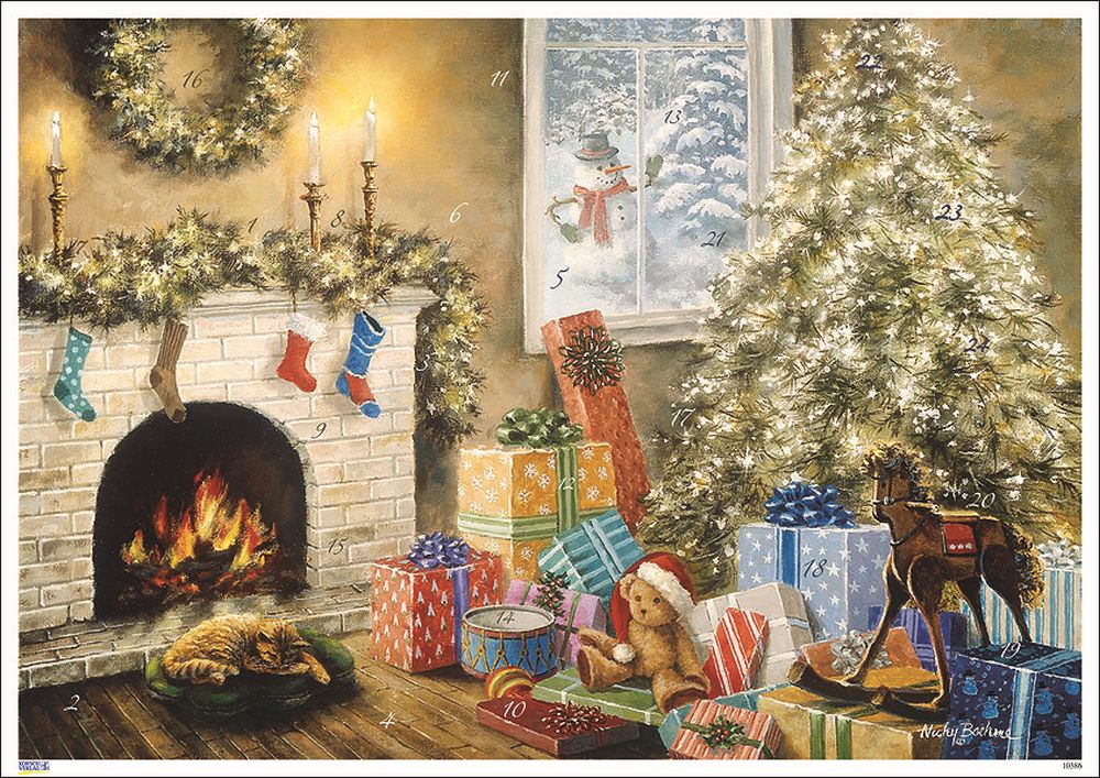 Advent Cal-Poster-Teddy & Fireplace
