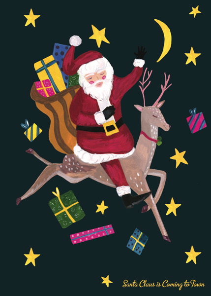 Card-Santa on Reindeer