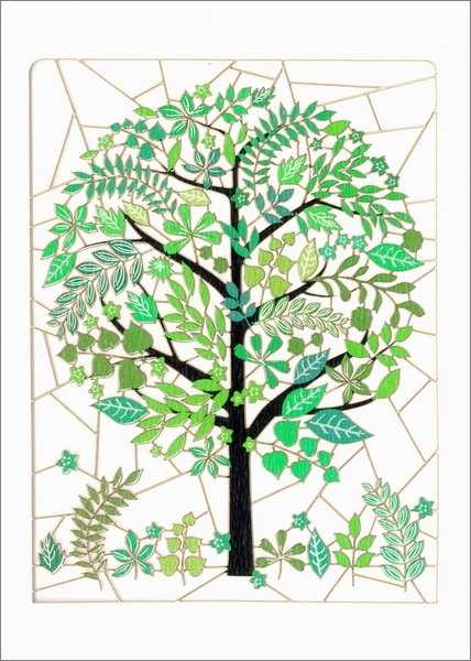 Laser Cut Card-Green Coloured Tree