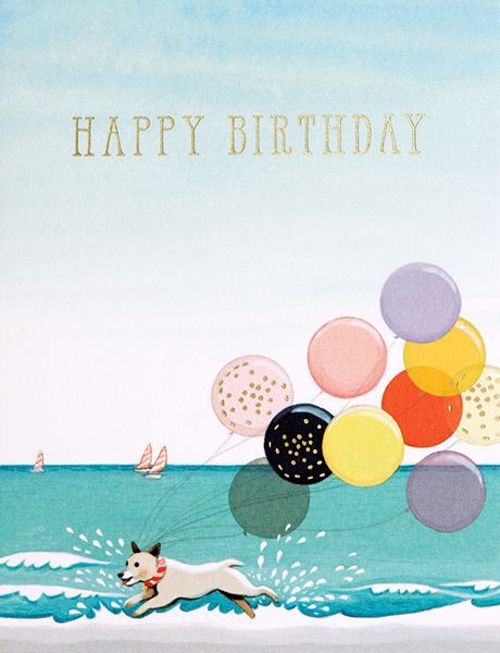 Foil Card-Splashing Dog Birthday