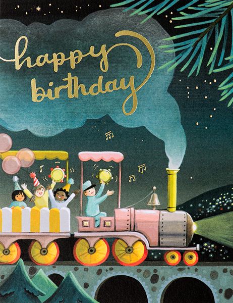 Foil Card-Train Birthday