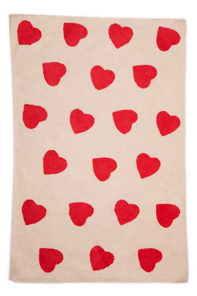 Wrap-Big Red Hearts On Natural