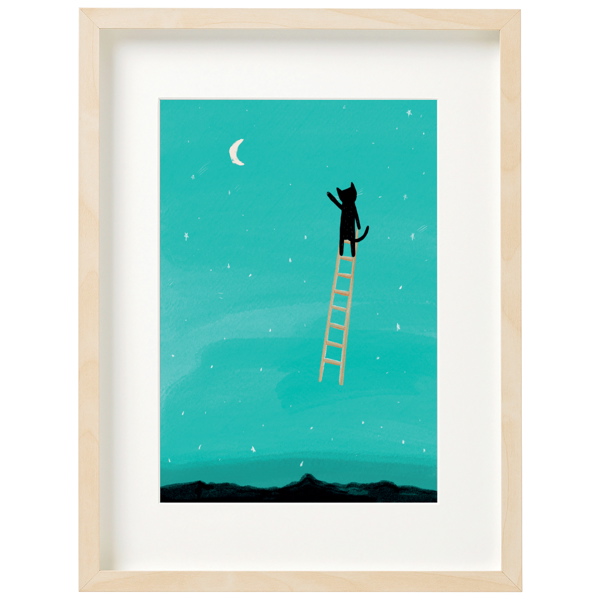 Art Print-Georgia O'Cat Ladder to the Moon