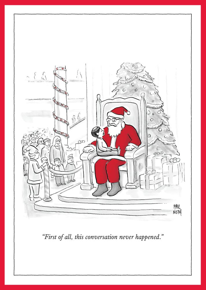 Card-Jewish Boy on Santa's Lap