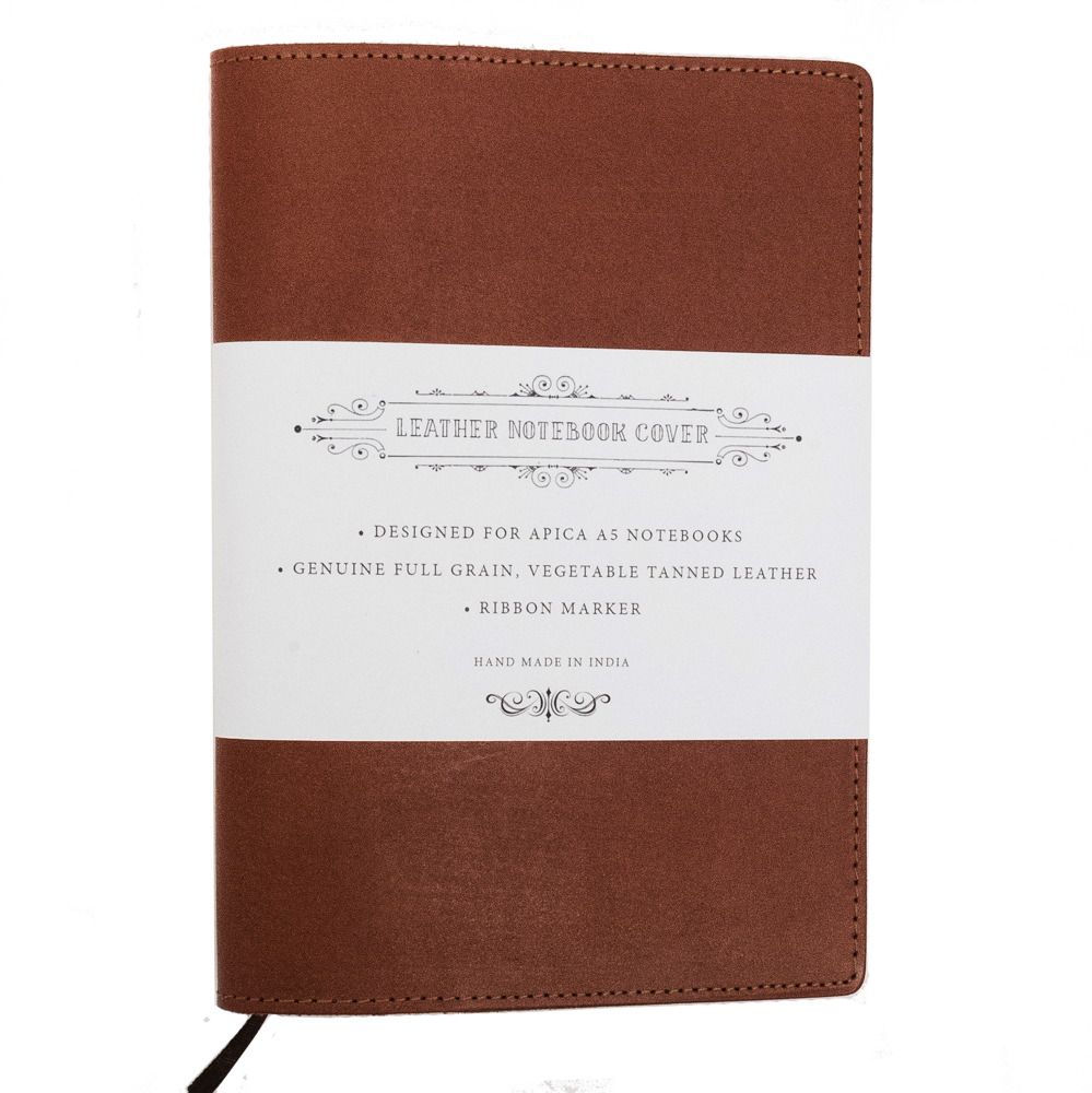 A5 Notebook with Leather Jacket-Tan