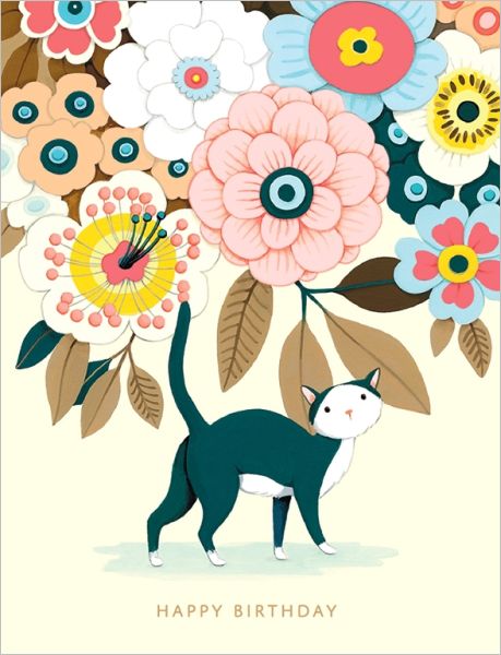 Card-Floral Kitty Birthday