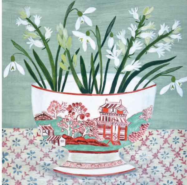 Card Pack of 6-Snowdrops in Bowl
