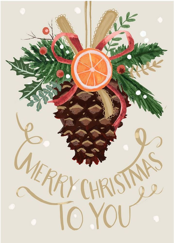 Card-Merry Christmas Pinecone 