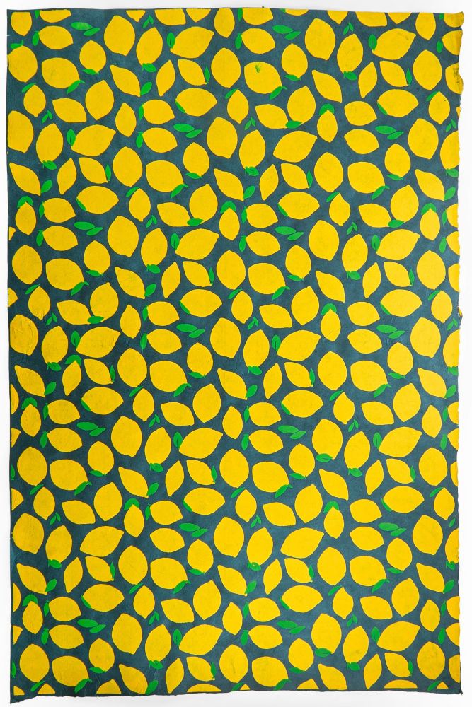 Wrap-Lemon Yellow and Green On Navy