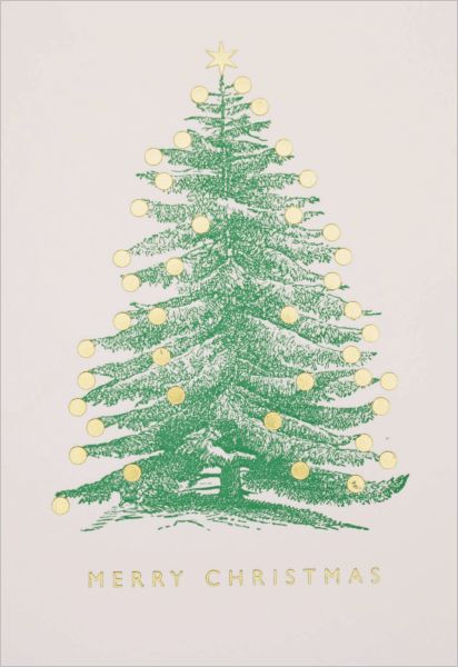 Foil Mini Card-Tree Gold Baubles