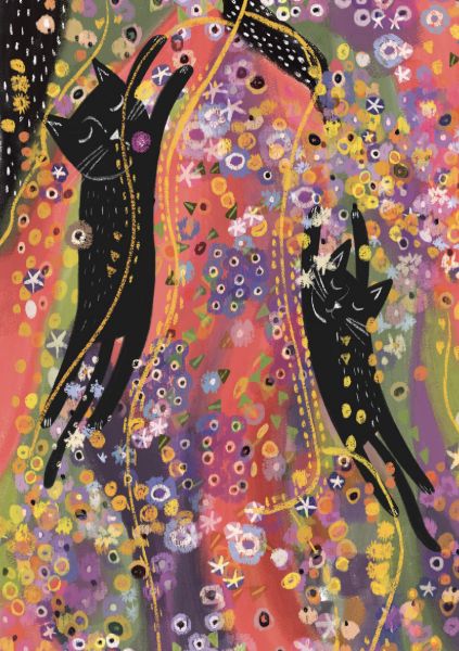 Card-Klimt Water Cats