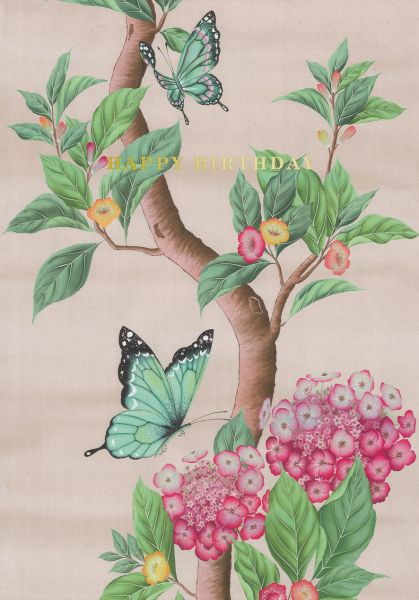 Foil Card-Butterfly and Hydrangea