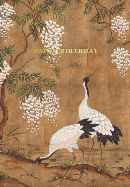 Foil Card-Cranes and Wisteria