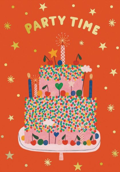 Foil Card-Party Time Red Cake