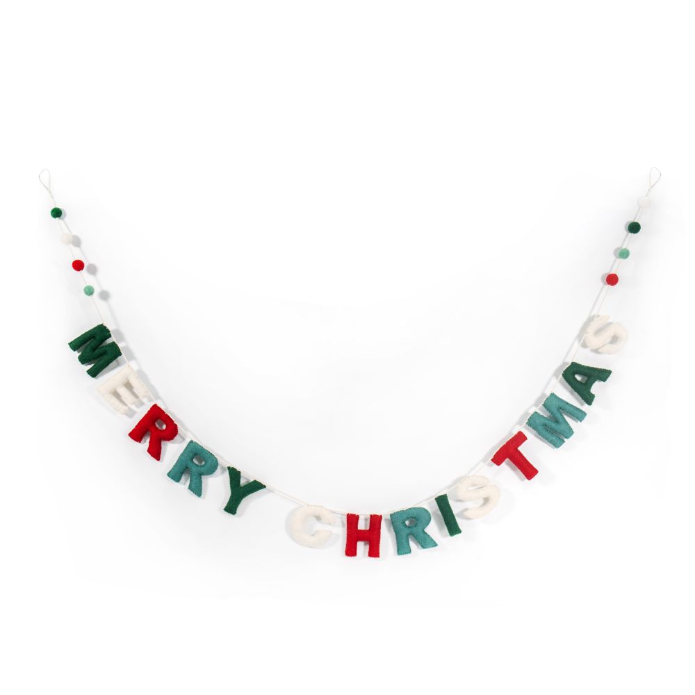 Decoration-Felt Green White Red Bunting