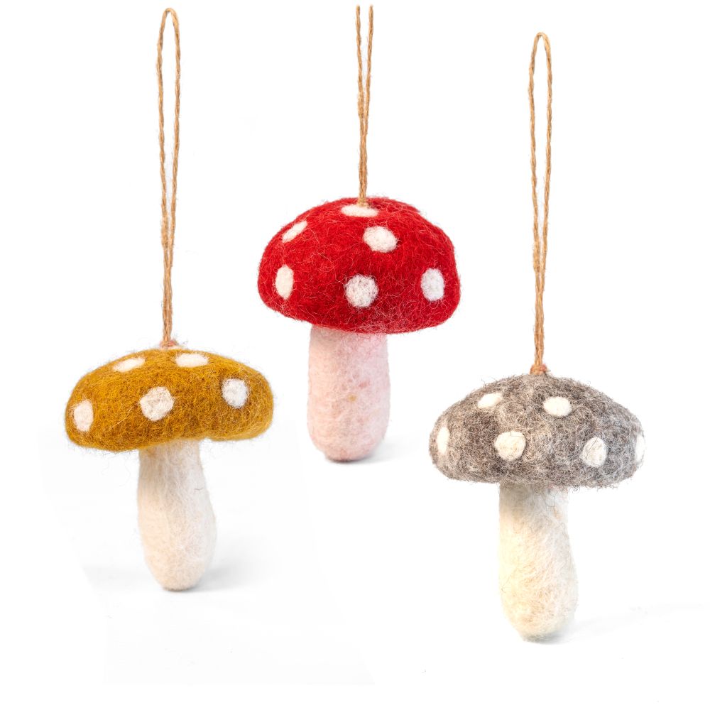 Charity Decoration Set-Felt Mushrooms